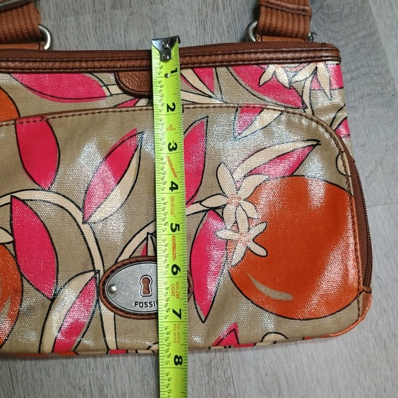 Fossil Orange Blossom Purse Shoulder Bag Floral * Flaws* - Picture 11 of 12